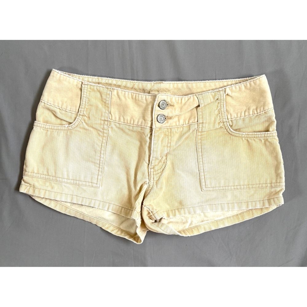 Y2K Abercrombie & Fitch Corduroy Shorts Women 6 Cream Tan Low Rise Mini Cotton